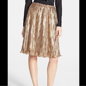 ASTR Metallic Crinkle Midi Skirt Size Small S